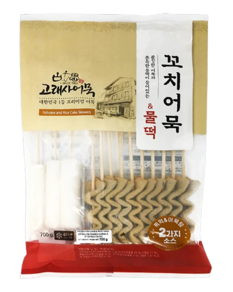 Whale meat skewer fish cake & rice cake