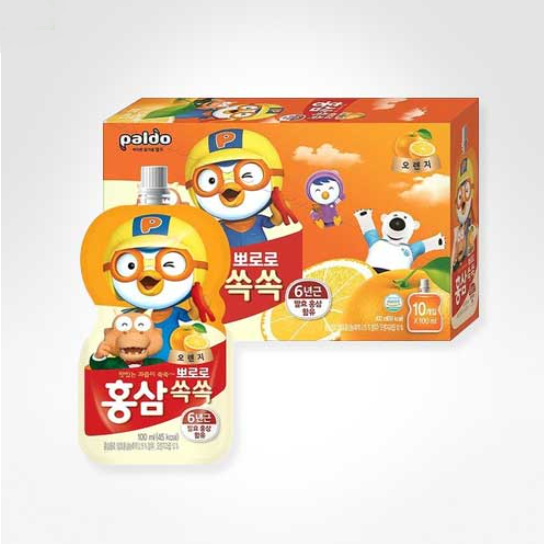 Paldo Pororo Red Ginseng Drink Orange 100ML × 10